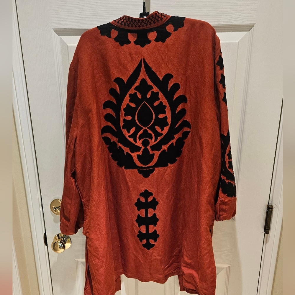 Chico's Linen Blend Appliqued Jacket - Picture 2 of 6